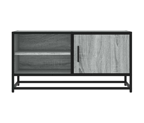 Mueble TV madera ingeniería y metal roble ahumado 80x34,5x40 cm