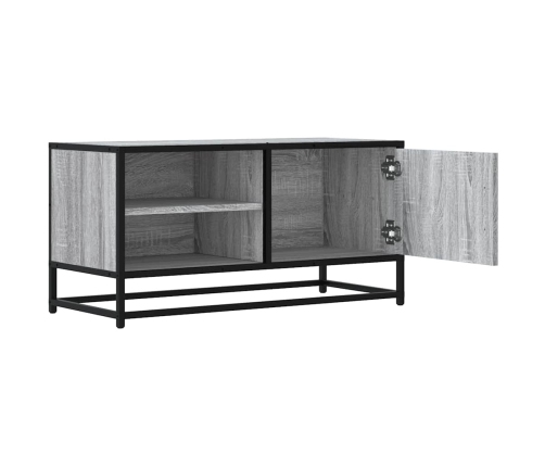 Mueble TV madera ingeniería y metal roble ahumado 80x34,5x40 cm