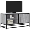 Mueble TV madera ingeniería y metal roble ahumado 80x34,5x40 cm