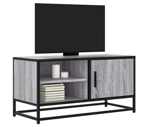 Mueble TV madera ingeniería y metal roble ahumado 80x34,5x40 cm