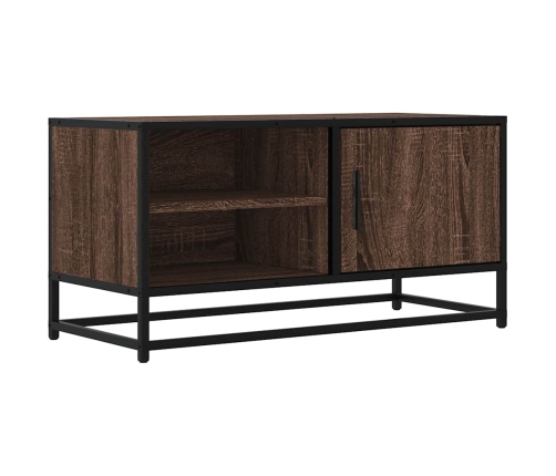 Mueble TV metal y madera ingeniería marrón roble 80x34,5x40 cm