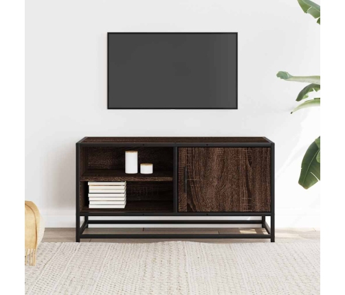 Mueble TV metal y madera ingeniería marrón roble 80x34,5x40 cm