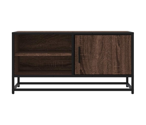 Mueble TV metal y madera ingeniería marrón roble 80x34,5x40 cm