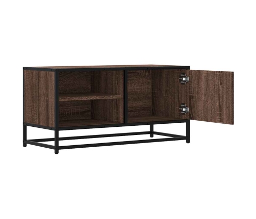 Mueble TV metal y madera ingeniería marrón roble 80x34,5x40 cm