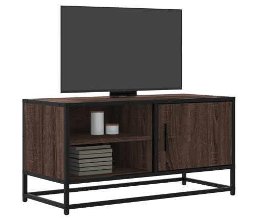 Mueble TV metal y madera ingeniería marrón roble 80x34,5x40 cm