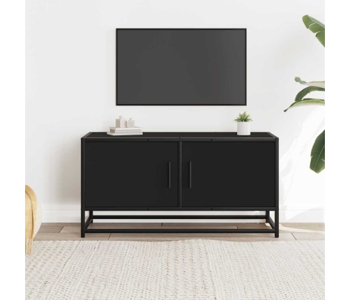 Mueble de TV madera de ingeniería y metal negro 80x34,5x40 cm