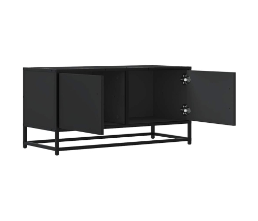 Mueble de TV madera de ingeniería y metal negro 80x34,5x40 cm