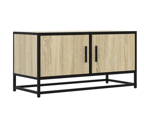 Mueble TV metal y madera ingeniería roble Sonoma 80x34,5x40 cm