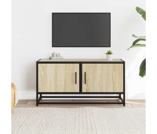 Mueble TV metal y madera ingeniería roble Sonoma 80x34,5x40 cm