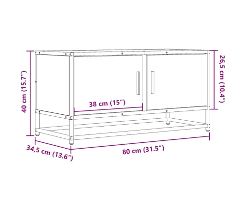 Mueble TV metal y madera ingeniería roble Sonoma 80x34,5x40 cm