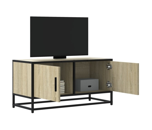 Mueble TV metal y madera ingeniería roble Sonoma 80x34,5x40 cm