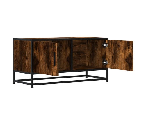 Mueble TV metal y madera ingeniería roble humo 80x34,5x40 cm