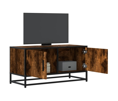 Mueble TV metal y madera ingeniería roble humo 80x34,5x40 cm