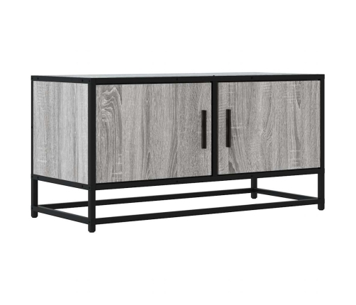 Mueble TV madera ingeniería y metal roble ahumado 80x34,5x40 cm