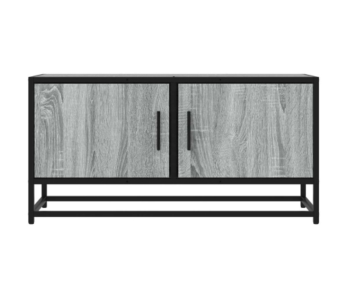 Mueble TV madera ingeniería y metal roble ahumado 80x34,5x40 cm