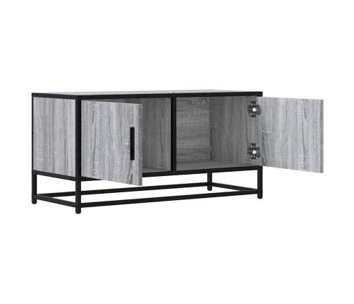 Mueble TV madera ingeniería y metal roble ahumado 80x34,5x40 cm