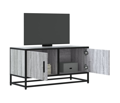 Mueble TV madera ingeniería y metal roble ahumado 80x34,5x40 cm