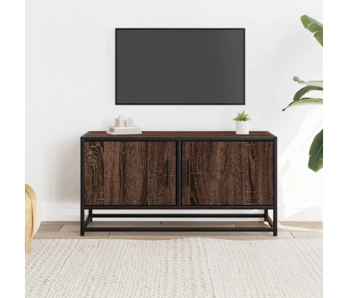 Mueble TV metal y madera ingeniería marrón roble 80x34,5x40 cm