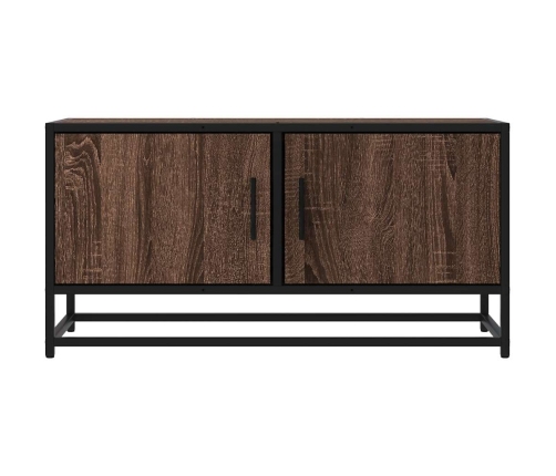 Mueble TV metal y madera ingeniería marrón roble 80x34,5x40 cm