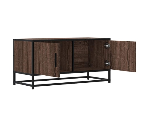 Mueble TV metal y madera ingeniería marrón roble 80x34,5x40 cm