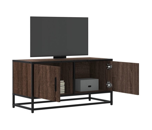 Mueble TV metal y madera ingeniería marrón roble 80x34,5x40 cm