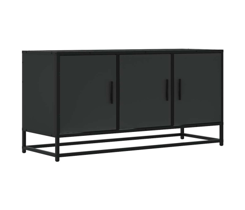 Mueble de TV madera de ingeniería y metal negro 100x35x50 cm