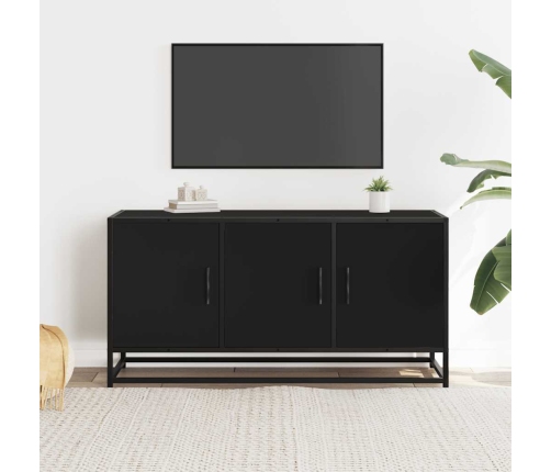 Mueble de TV madera de ingeniería y metal negro 100x35x50 cm