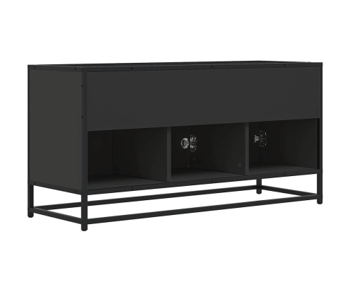 Mueble de TV madera de ingeniería y metal negro 100x35x50 cm