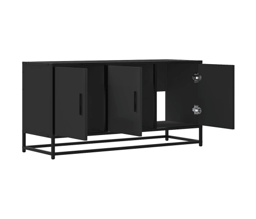 Mueble de TV madera de ingeniería y metal negro 100x35x50 cm