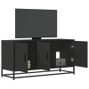 Mueble de TV madera de ingeniería y metal negro 100x35x50 cm