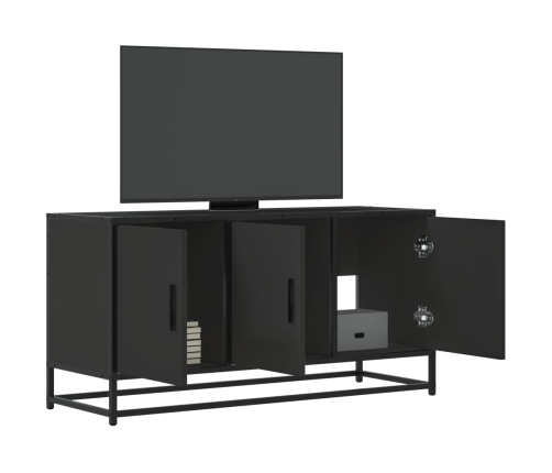 Mueble de TV madera de ingeniería y metal negro 100x35x50 cm