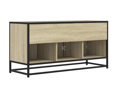 Mueble TV madera ingeniería y metal roble Sonoma 100x35x50 cm