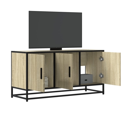 Mueble TV madera ingeniería y metal roble Sonoma 100x35x50 cm