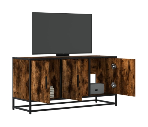 Mueble TV metal y madera ingeniería roble humo 100x35x50 cm