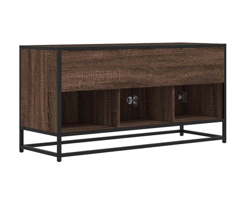 Mueble TV madera ingeniería y metal marrón roble 100x35x50 cm