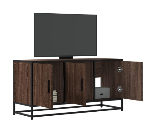 Mueble TV madera ingeniería y metal marrón roble 100x35x50 cm