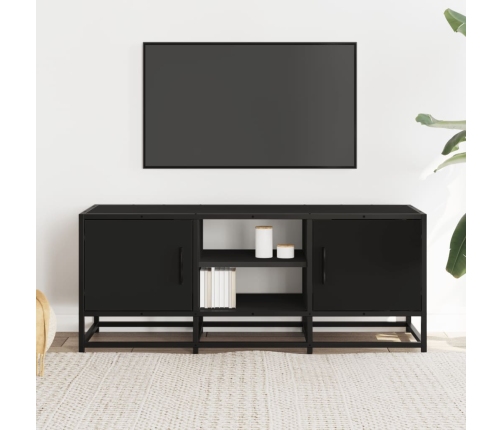 Mueble de TV madera de ingeniería y metal negro 100x35x41 cm