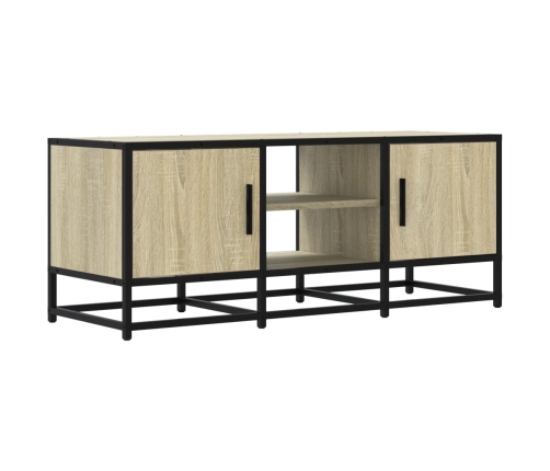 Mueble TV metal y madera ingeniería roble Sonoma 100x35x41 cm