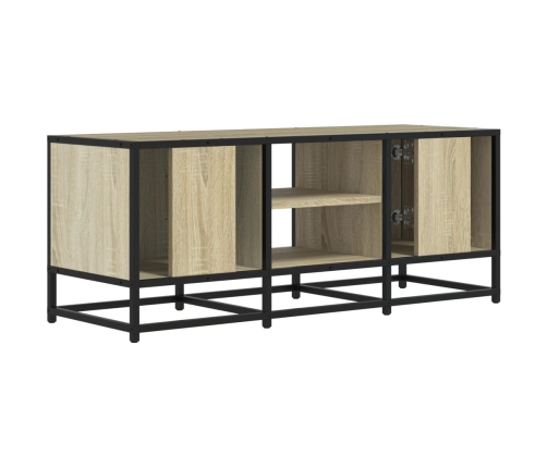 Mueble TV metal y madera ingeniería roble Sonoma 100x35x41 cm