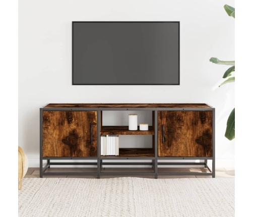 Mueble TV metal y madera ingeniería roble ahumado 100x35x41 cm