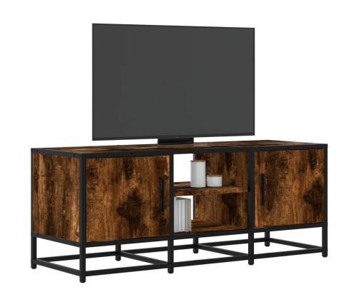 Mueble TV metal y madera ingeniería roble ahumado 100x35x41 cm