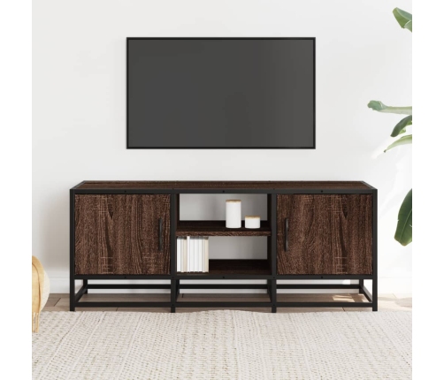 Mueble TV metal y madera ingeniería marrón roble 100x35x41 cm