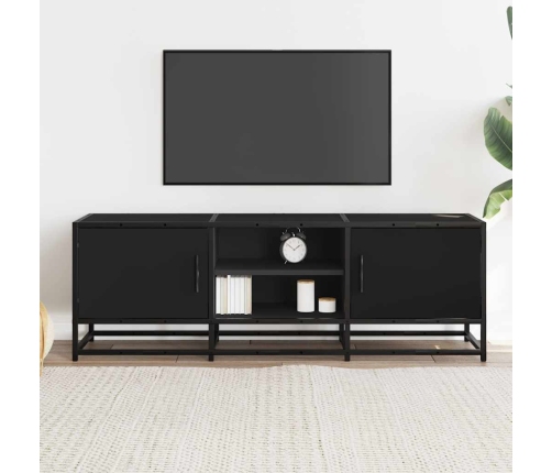 Mueble de TV madera de ingeniería y metal negro 120x35x41 cm