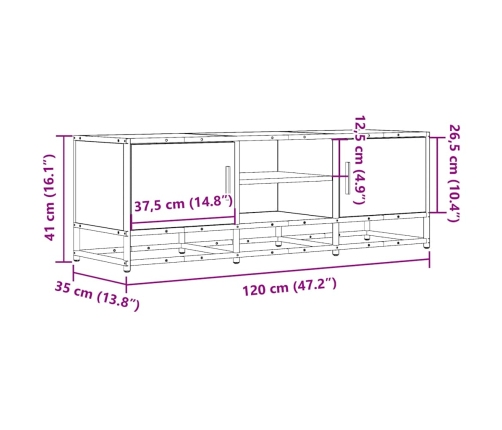 Mueble de TV madera de ingeniería y metal negro 120x35x41 cm