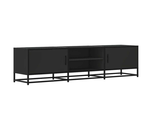 Mueble de TV madera de ingeniería y metal negro 160x35x41 cm