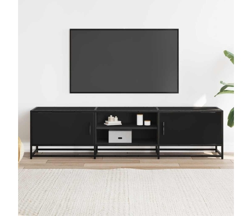 Mueble de TV madera de ingeniería y metal negro 160x35x41 cm