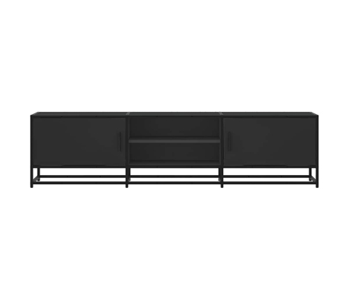 Mueble de TV madera de ingeniería y metal negro 160x35x41 cm