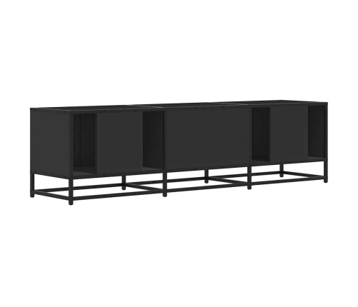 Mueble de TV madera de ingeniería y metal negro 160x35x41 cm