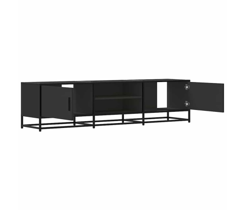 Mueble de TV madera de ingeniería y metal negro 160x35x41 cm