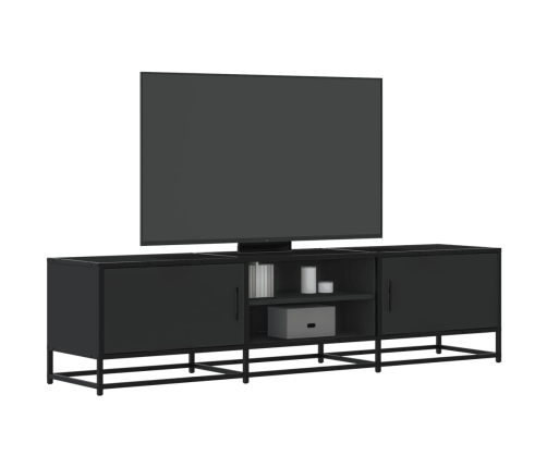 Mueble de TV madera de ingeniería y metal negro 160x35x41 cm